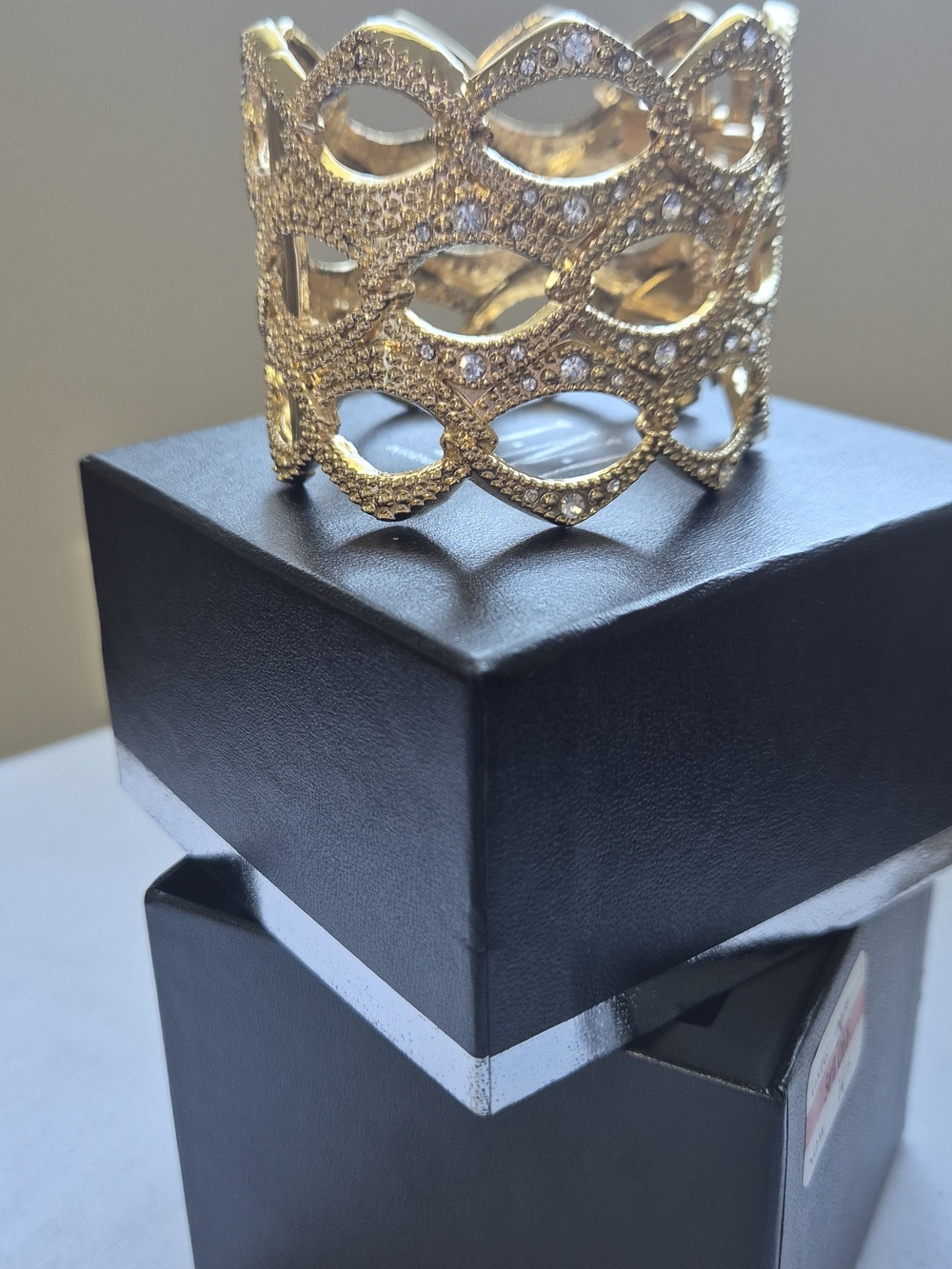 INC International Concepts Gold Crystal Lattice Statement Bracelet - Picture 4 of 6